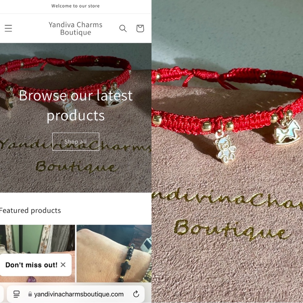 Gold Red Charm Bracelet